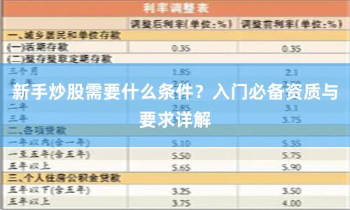 新手炒股需要什么条件？入门必备资质与要求详解